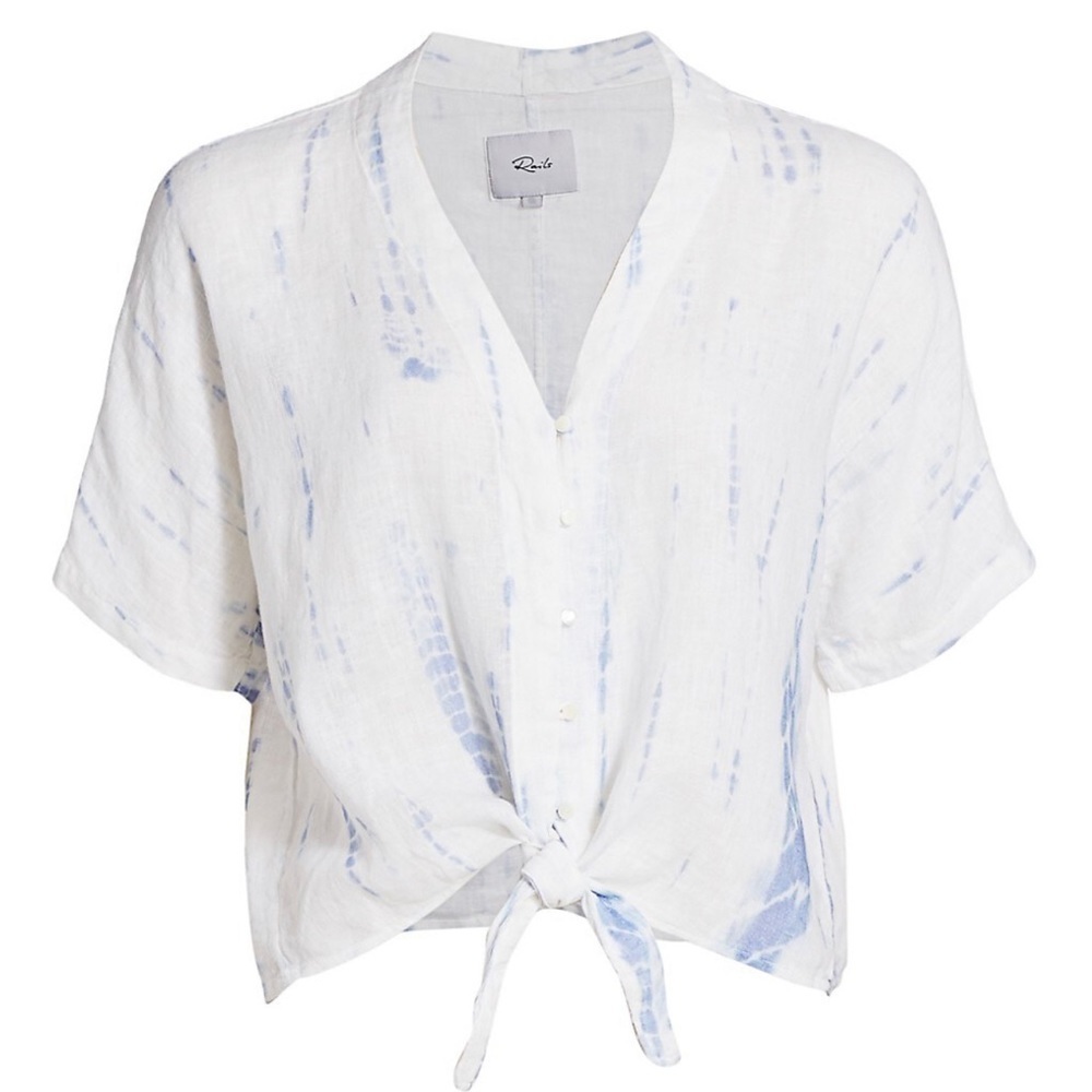 Rails Thea Tie-Hem Linen Blouse Linen Blend Size Large - Picture 6 of 11